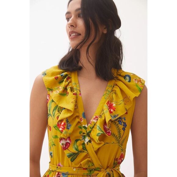 Anthropologie - Maeve Floral-Wrap Mini Dress - Picture 3 of 7